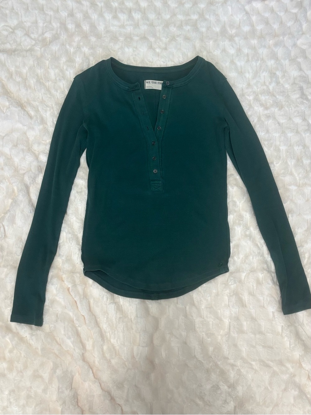 We The Free Teal Ribbed Henley Long-Sleeve Top - Picture 2 of 5